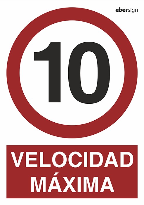 SEÑAL P106A4PN 210x297mm PVC VELOC.MAX.10.